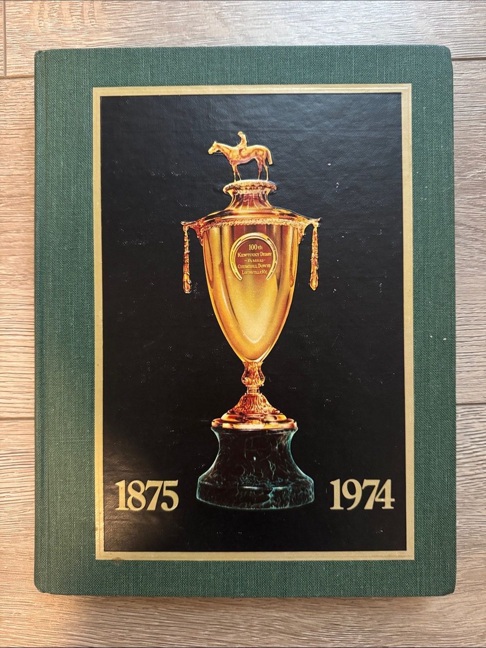 Green and Gold Decorative Trophy Book Cover - Home Accents Vintage 70s
